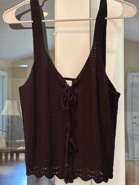 Old Navy Black Crochet Tie-Front Tank
